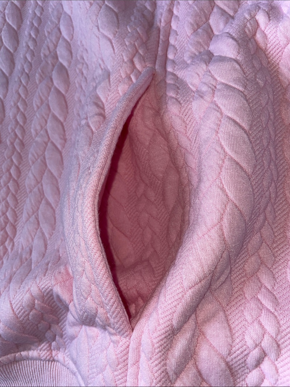 NWOT Pink Hooded Cable Knit Sweater Hoodie. Size MEDIUM - Picture 3 of 5